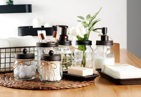 SheeChung Mason Jar Toothbrush Holders, Bathroom Accessories and Organizers, Glass Holders for Bathroom
