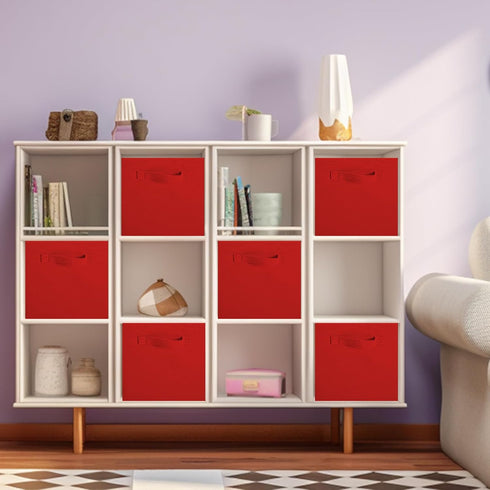 ShellKingdom Storage Bins - Foldable Fabric Storage Cubes, 6 Pack Cloth Organizer for Closet and Toy Storage, Red