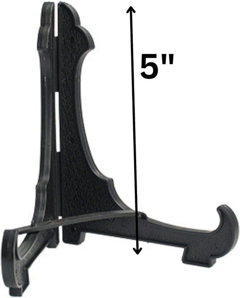 Black Easel Set of 10 - Plastic Folding Display Stands with Adjustable Locking Bar, 5" H