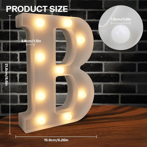 26 Marquee Light up Letters - Alphabet Battery Powered LED Lights, Night Light White Plastic for Engagement Party