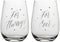 Slant Collections Bridal Shower Gift Set, 20-Ounces Clear and Silver Stemless Wine Glass Set of Two.