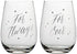 Slant Collections Bridal Shower Gift Set, 20-Ounces Clear and Silver Stemless Wine Glass Set of Two.