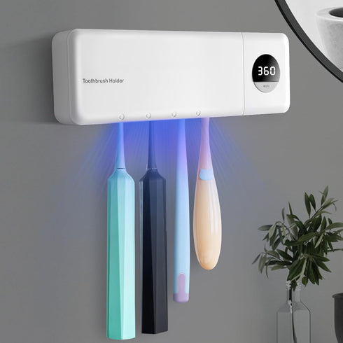 Littte Quokka Little Quokka Toothbrush Sanitizeri Holder, 2000mAh Rechargeable Cordless Wall Mounted Holders for