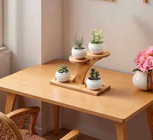 Generic 3 Bamboo Plant Stand - Tier Window Plant Shelf for Indoor Plants | Wooden Flower Stand & Tabletop Plant Holder