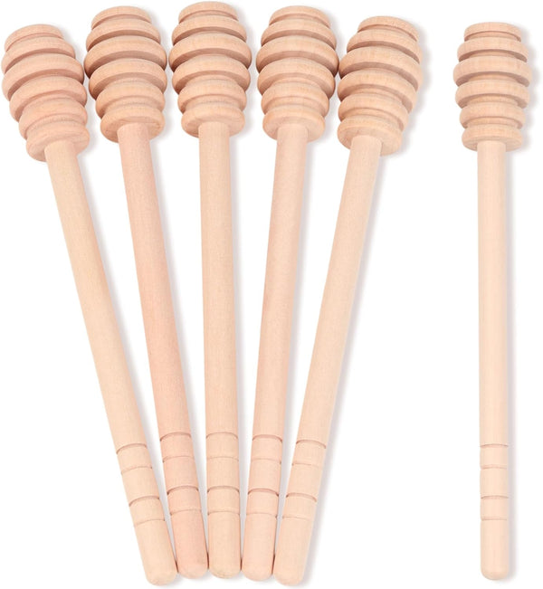 AUGHOA 25 Pcs Wooden Honey Dipper Sticks, 6.3 Inch Honey Stirrer Stick for