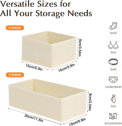 Set 4 Closet DIMJ Drawer Organizers Clothes, of Dresser Organizer Bins, Fabric Organizers and Storage, Shallow Drawer