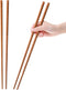 16.5 Inches Wooden Cooking Chopsticks, 2 Pairs Reusable Long Anti-Slip Chopsticks for Noodles, Frying, Hotpot