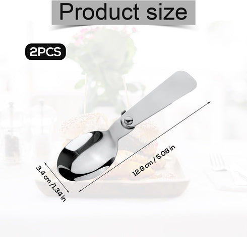 2pcs Replacement Spoons Compatible with Thermos Funtainer 10oz Food Jar, 304 Stainless Steel Metal Folding Spoon Foldable Utensils Portable Spoon Accessories for Thermos, Dishwasher Safe