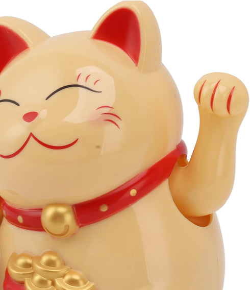 Bewinner Solar Powered Waving Cat, Cute Good Luck Wealth Home Display Car Decor Feng Shui Decoration (Yellow)