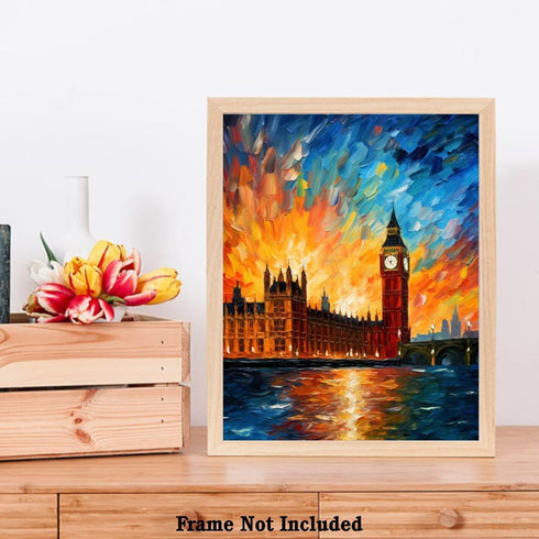 Bestbuddy Pet 11X14 Unframed Starry Night Van Gogh Inspired Art Print Poster, London Landmark Decor