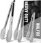 Walfos Stainless Steel Kitchen Tongs - 7, 9, and 12 Inch, Set of 3 Heavy Duty Locking Tongs for BBQ