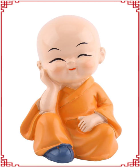 Hztyyier 4Pcs Monks Figurine, Cute Kongfu Monks Car Interior Display Decoration, Dashboard Ornament Home Decor