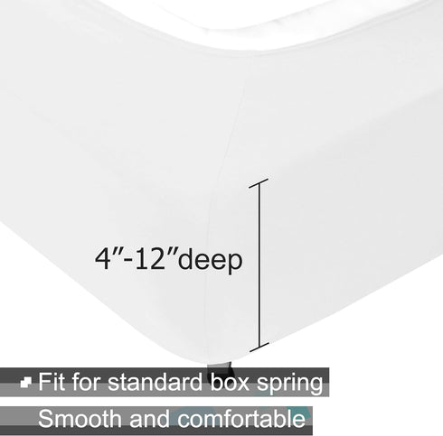 Box Spring Cover Queen Size, Jersey Knit & Stretchy Wrap Around Bed Skirt for Hotel & Home, White