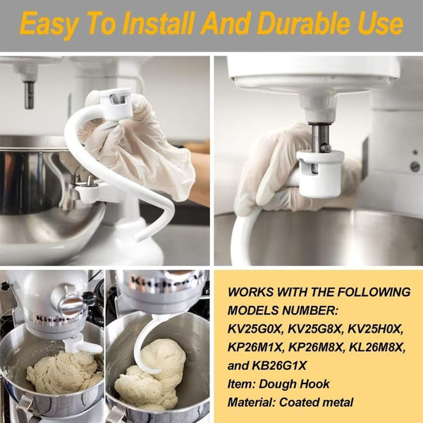 Spiral Coated Dough Hook KNS256CDH for KitchenAid Stand Mixer Bowl Lift Model