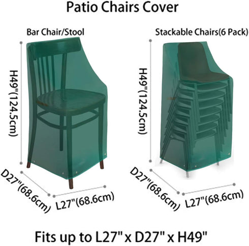 1 Pack-Green RosieLily High Back Patio Chair Covers Waterproof Heavy Duty Stackable Outdoor Bar Stool Cover Brown Patio