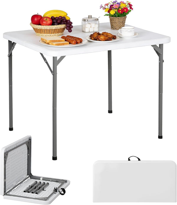 ZENY 34inch Fold in Half Square Table, Portable Plastic Dining Card Table
