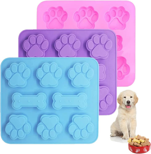 3 Pack Silicone Molds for Puppy Paw and Bone - Baking Chocolate,