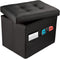 Collapsible Ottoman with Storage - Foot Rest Ottoman with Side Pocket -
