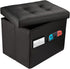 Collapsible Ottoman with Storage - Foot Rest Ottoman with Side Pocket -