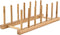 INNERNEED Bamboo Wooden Dish Rack, Vertical Plate & Lid Organizer for Kitchen Cabinet or Countertop, Drying Stand