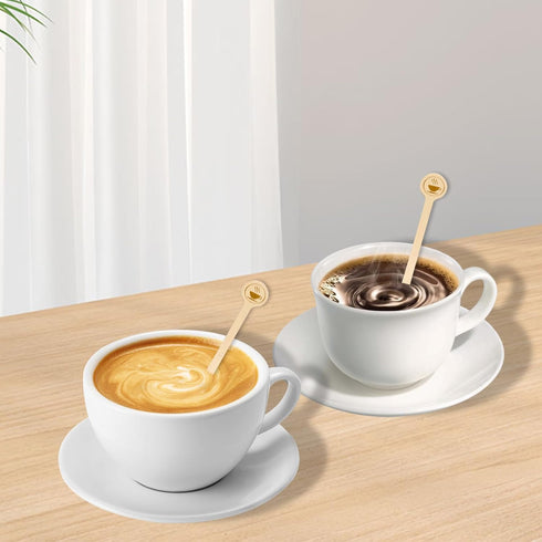 5.9inch 100 Count KTOJOY Wooden Coffee Stirrers with Round Ends, Disposable Stir Sticks for Coffee & Cocktails, Wooden