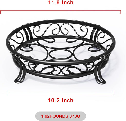 11.8 Inches, Yimobra Metal Plant Stand for Outdoor Indoor, Heavy Duty Flower Pots Holder Rustproof Wrought Iron Planter