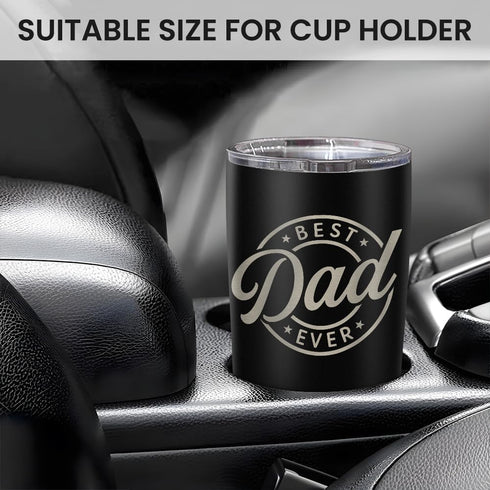 20oz SANDJEST Best Dad Ever Tumbler with Lid - Insulated Stainless Steel Cup- Coffee Mug for Sport Travel Office, Gift
