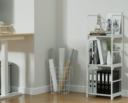 3 FIDUCIAL HOME Tiers Small Bookshelf for Small Spaces White Mini Short Book Shelf Low Open Bookcase Easy Assemble