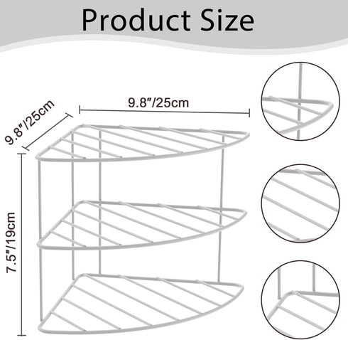 yaenoei 3-Tier Kitchen Corner Shelf Organizer, Cabinet & Countertop Storage for Plates, Cups & Bowls (White)