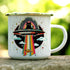 Retro UFO Cat Fish Abduction Enamel Campfire Mug, Fun Outdoor Camping Coffee Cup (12oz)