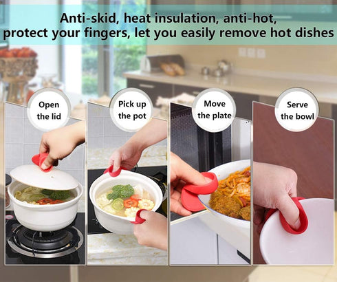 YYP Silicone Pot Holders, Heat Resistant Mini Mitts, Cooking Pinch Grips for Kitchen - Set of 3, Red