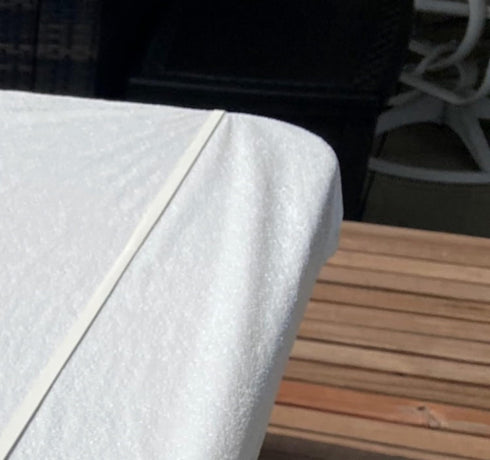 Easily Secure Any Cloth or Plastic Cover. Table Cloth Holder with No Bulky Clips, Bungees or Weights, Simply Stretch
