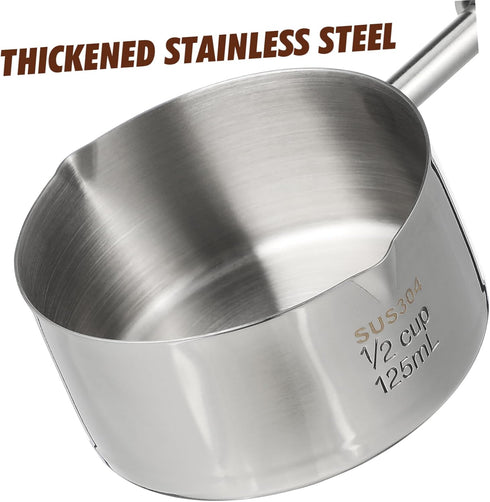 Kichvoe 125ML Stainless Steel Saucepan, Double Spout Oil Pan for Milk Warming and Frothing