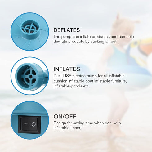Bestrip Electric Air Pump, Air Pump for Inflatables Air Mattress Couch Pool FloatsInflatables Boat Raft Toys, AC/DC