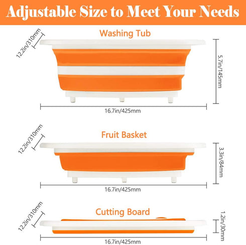Collapsible Cutting Board, Foldable Chopping Board with Colander, Multifunctional Kitchen Vegetable Washing
