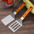 2 PCS Metal Spatula for Cast Iron Skillet, Stainless Steel Slotted Turner with Wood Handle, Flat Top Grill Spatulas