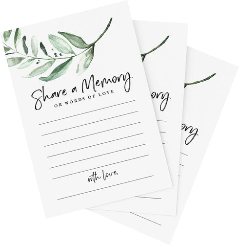Bliss Collections Share a Memory Cards, Rustic Greenery, 4"x6" Cards for Weddings, Showers, Birthdays, and Celebrations