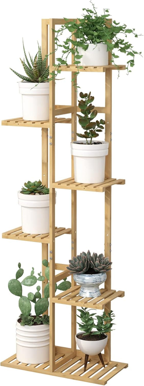 Laiensia Bamboo Plant Stand Rack 6 Tier,Multiple Stand Holder Shelf Rack, Indoor&Outdoor