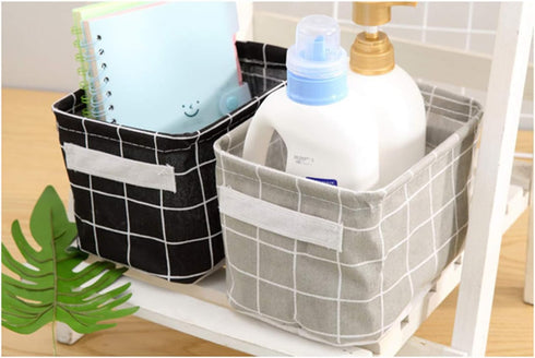 AARAINBOW 3 Packs Storage Basket Bins, Canvas Mini Storage Cubes for Makeup, Toys, Books (3 Black)