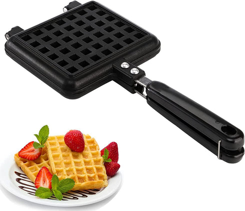 Mini Waffle Maker Pan, Nonstick Coating Waffle Baking Mold Plate for Stovetop Belgian Waffle Sandwich Toaster