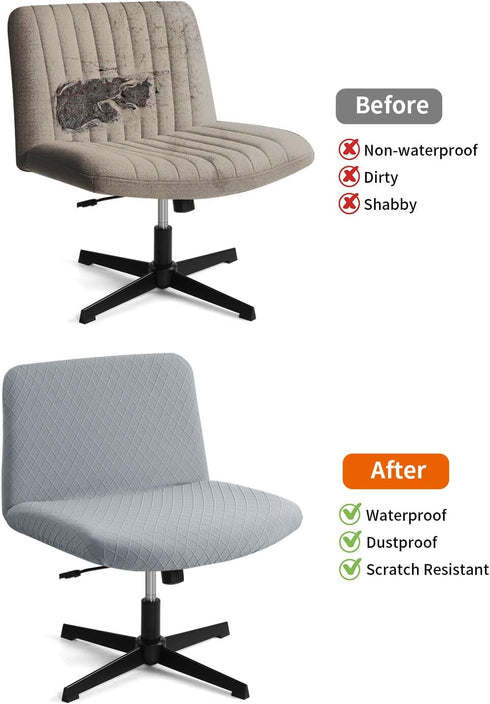 Armless YISUN Waterproof Criss Cross Chair Cover, Stretch Chair Slipcover Washable Removable Office Desk Chair Covers