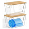 Toowood Trash Bag Holders with Bamboo Lids 2 Pack, Garbage Bag Dispenser with