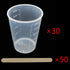 Tegg 30PCS 50ml Clear Plastic Mixing Cups, Graduated Measuring Cups with 50 PCS Wood Craft Sticks