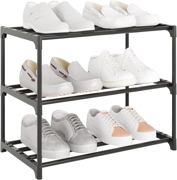 Yegazte Small Metal Shoe Rack,Stackable Shoe Shelf Storage Organizer for Entryway, Hallway and