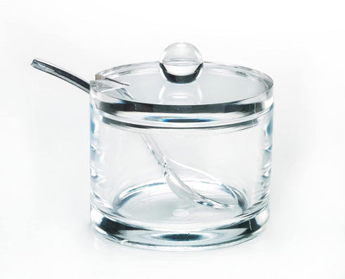J&M DESIGN Clear Acrylic Sugar Bowl with Lid and Spoon, 8 oz Container Jar for Coffee Bar Accessories and Baking
