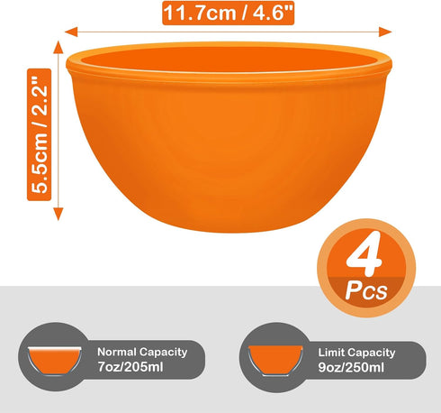 Webake Small Silicone Bowls, 4 Pack 8oz Unbreakable Prep Bowls for Ice Cream, Snack, Dessert Serving, Oven and