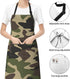 Waterproof Green Camo Apron with 2 Pockets, Amy Camouflage Kitchen Chef Bibs for Cooking, Baking, Gardening