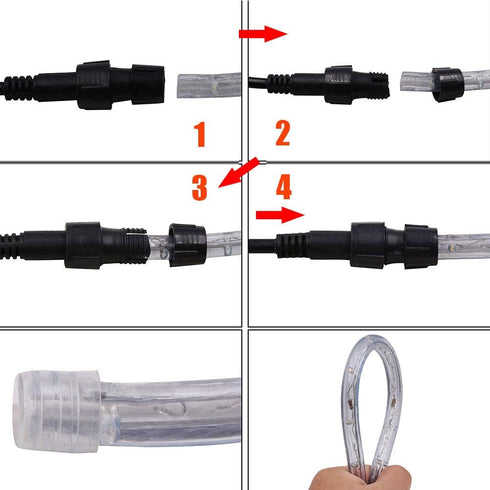 3.3ft 2-Wire Kit,110V-120V 30 Waterproof LED Rope Light PVC LED/M Tube Lights Strip for Background Lighting, Outdoor