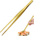 Tongs Tweezers - 12 Inch Long Food Tongs, Straight Serrated Forceps Cocktail Tweezers Bar Tool in Gold