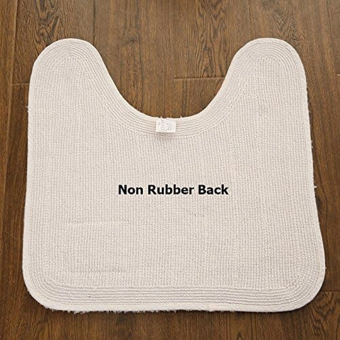 USIX Hand Tufted Cotton Bath Mat, Soft Absorbent Hotel Spa Tub Shower Floor Rug, Non-Rubber Back, Grey, U Shape